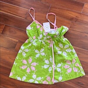 Lilly Pulitzer Lime Green and Pink Fish-Print Top